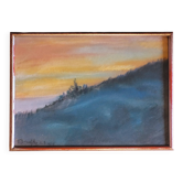 Ancien tableau pastel vintage Aurora Borealis signé années 30 Art Déco