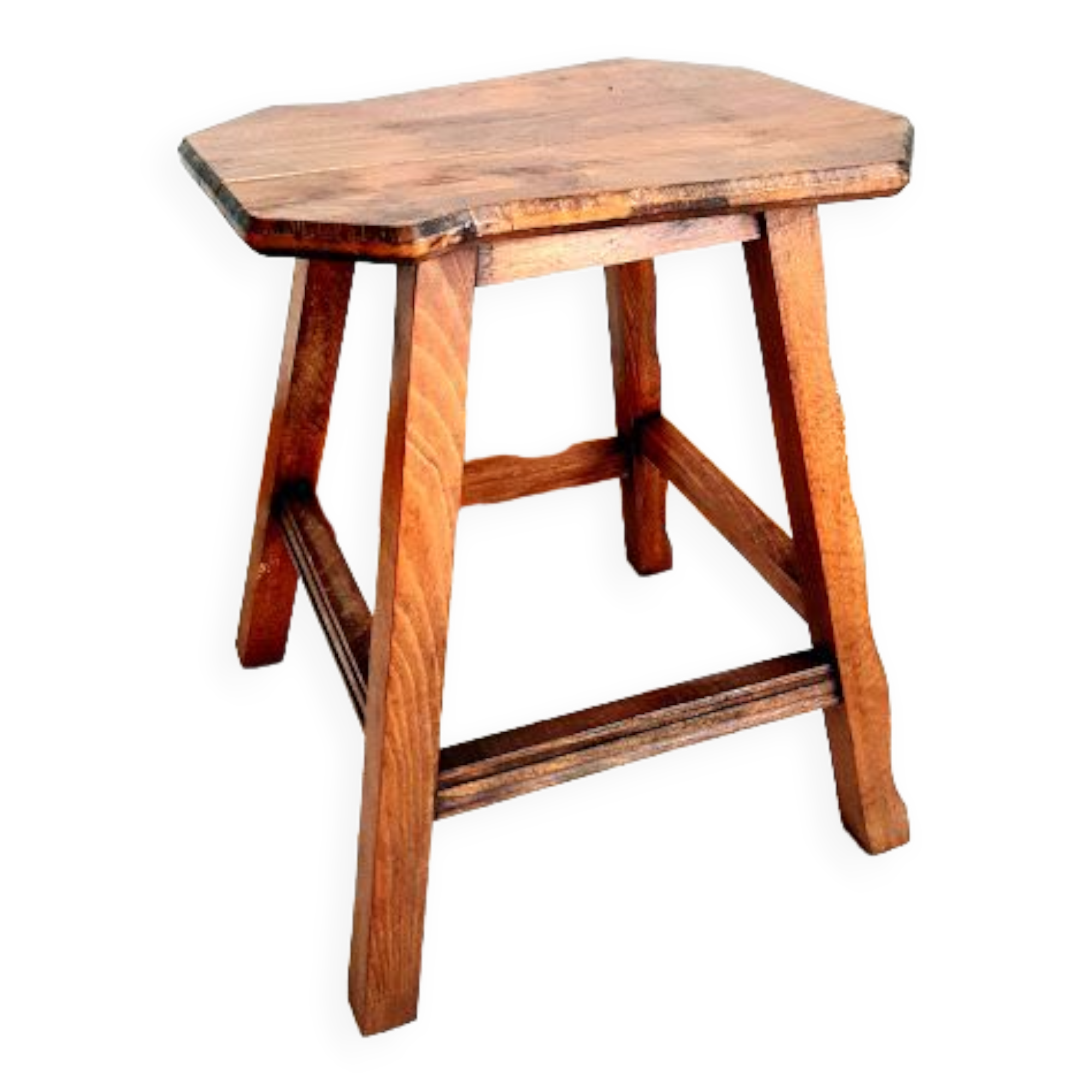 Brutalist wooden stool 1950