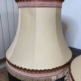 Pair of antique fabric lampshades with fringe