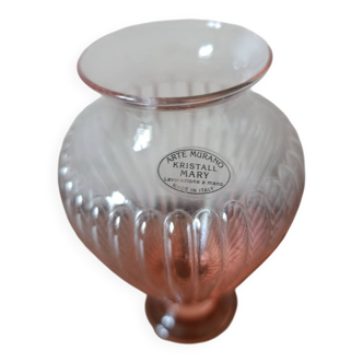 Vase rose godronné Murano |atelier kristall Mary - Italy|