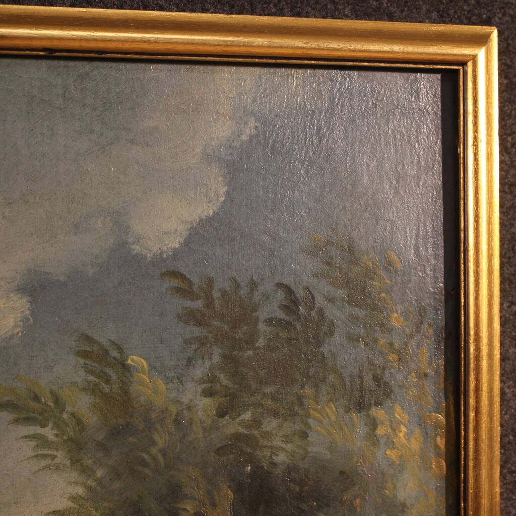 Antique French landscape painting from the 18th century