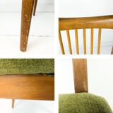 Lot de 6 chaises rembourrées Benze Mid Century avec entretoises en bois vert Design danois vintage des années 70