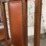 6 Art Deco walnut and leather chairs