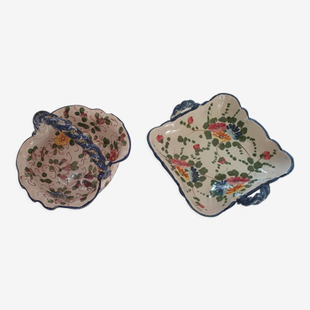 Set of two flowered ceramic pouches