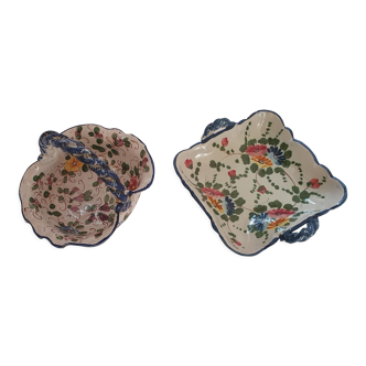 Set of two flowered ceramic pouches