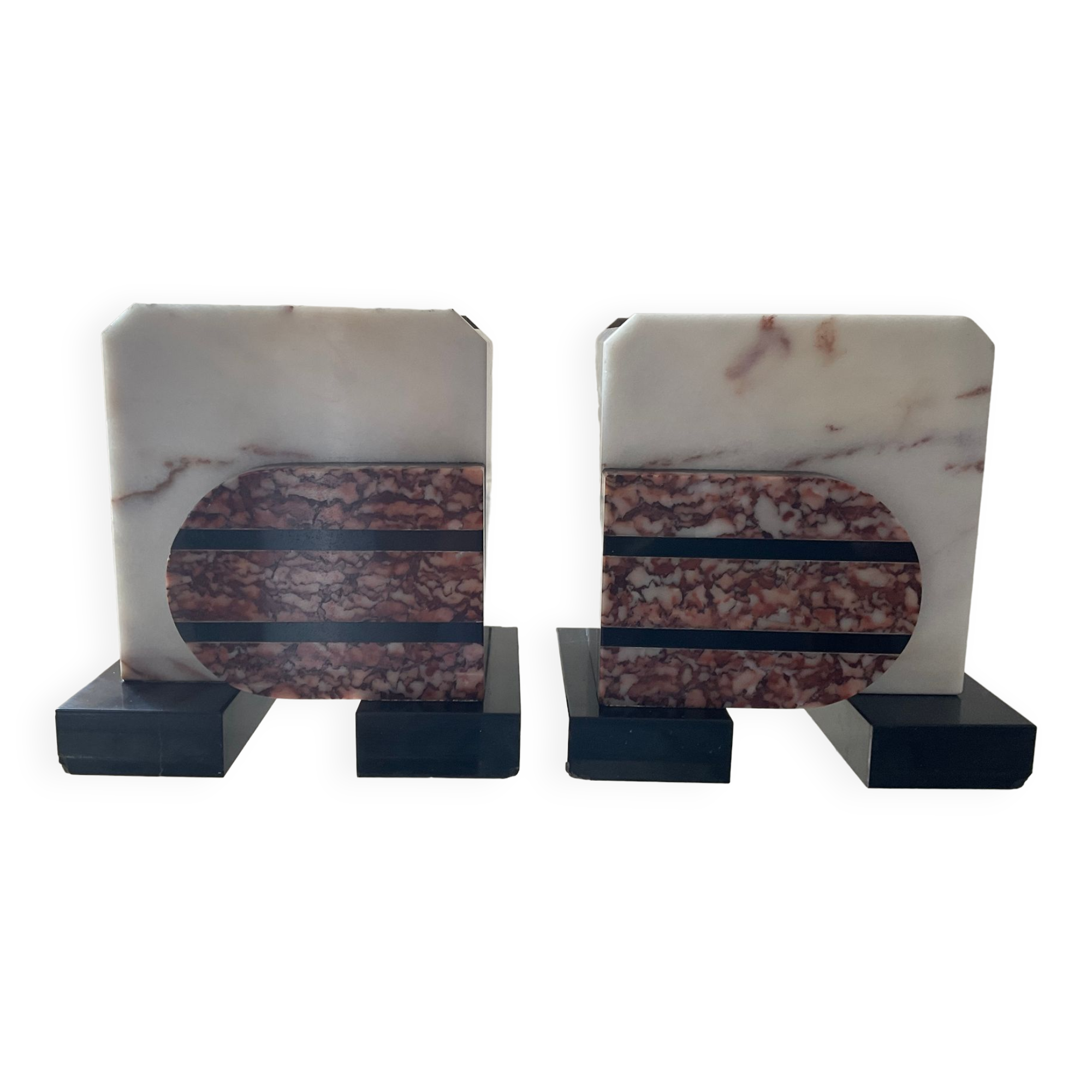 Pair of Art Deco marble bookends