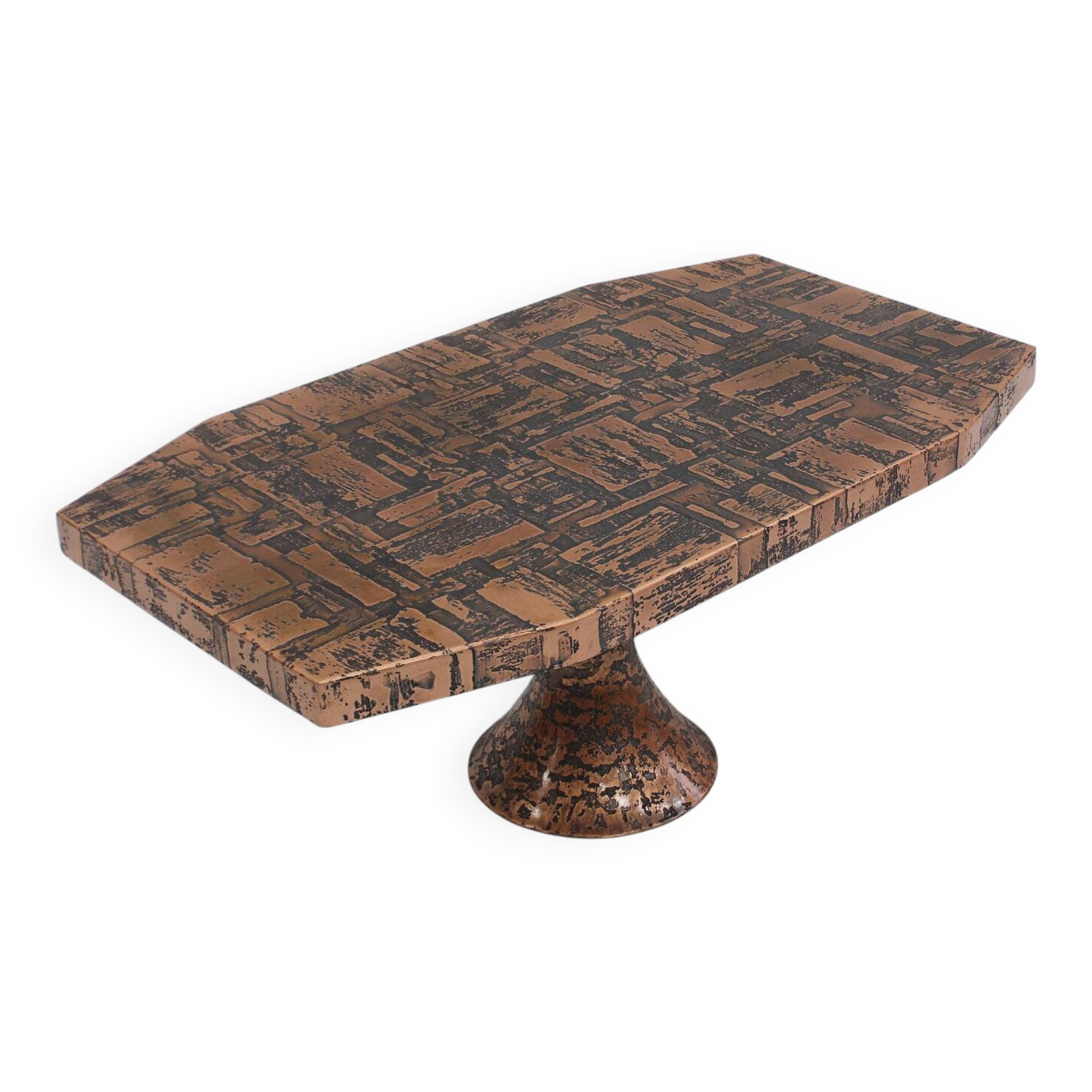 Vintage mid century brutalist copper coffee table 1970s