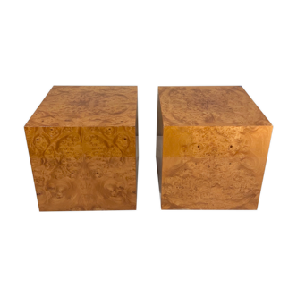 Pair of side tables in elm magnifying glass