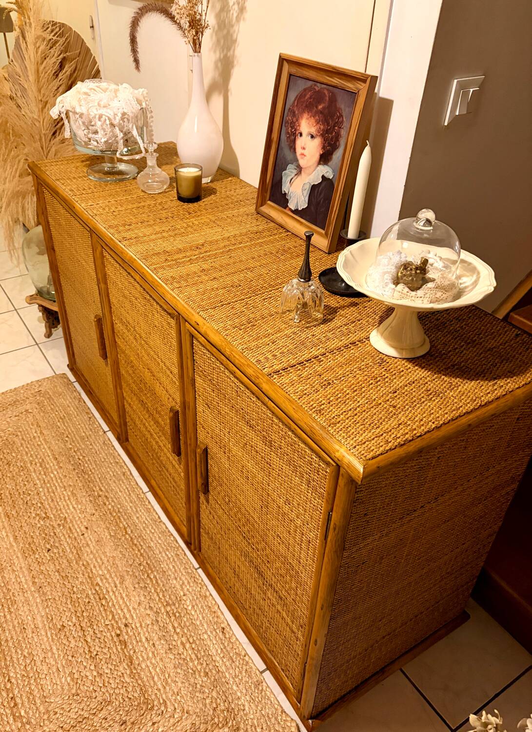 Buffet en rotin, années 1950