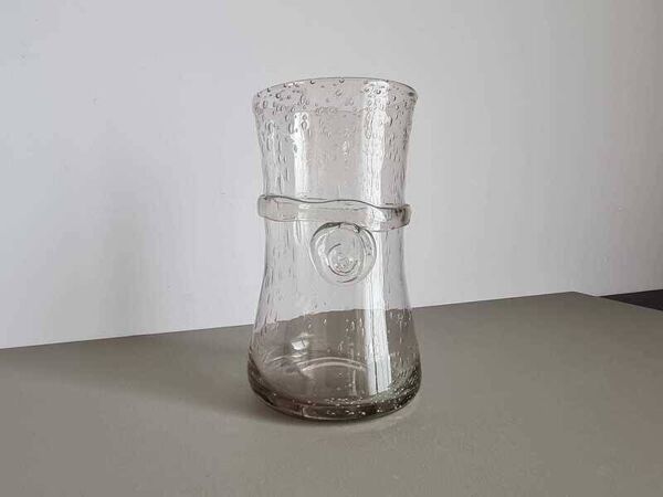Vase en verre bullé de Biot français   Soufflé à la main vintage