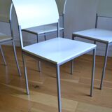 Set of 4 vintage metal and wood chairs from the 1990s.