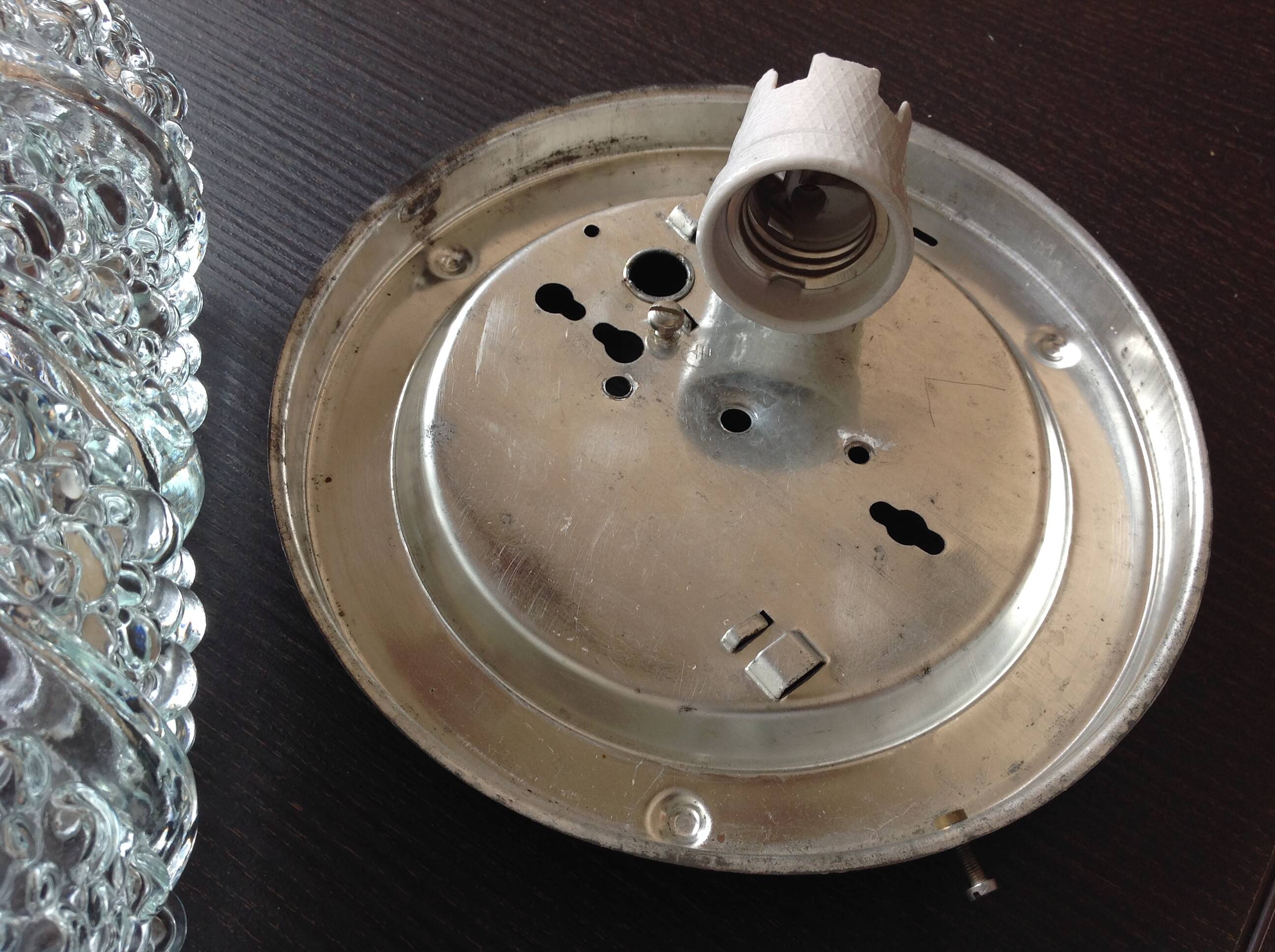 Plafonnier carré en verre bullé / vintage années 60-70