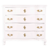 Commode baroque antique avec 4 tiroirs - baroque - peinte en blanc et poignées en laiton - années 1760
