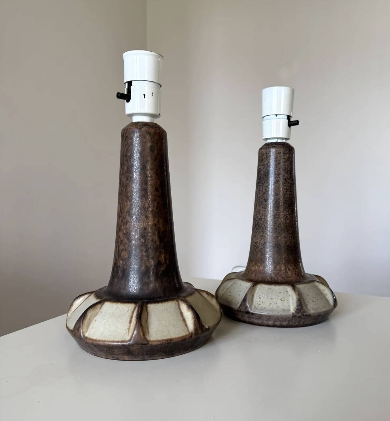Pair Marianne Starck Stoneware Table Lamps: Michael Andersen Denmark, 1970s