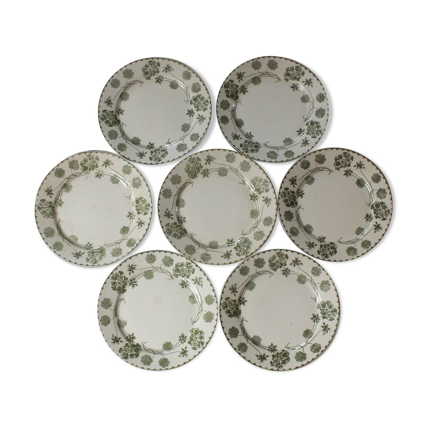 7 flat plates terre de fer sarreguemines u&c geranium