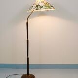 Lampadaire réglable en noyer et laiton des années 1940, Rupert Nikoll Vienne, Autriche, années 1950