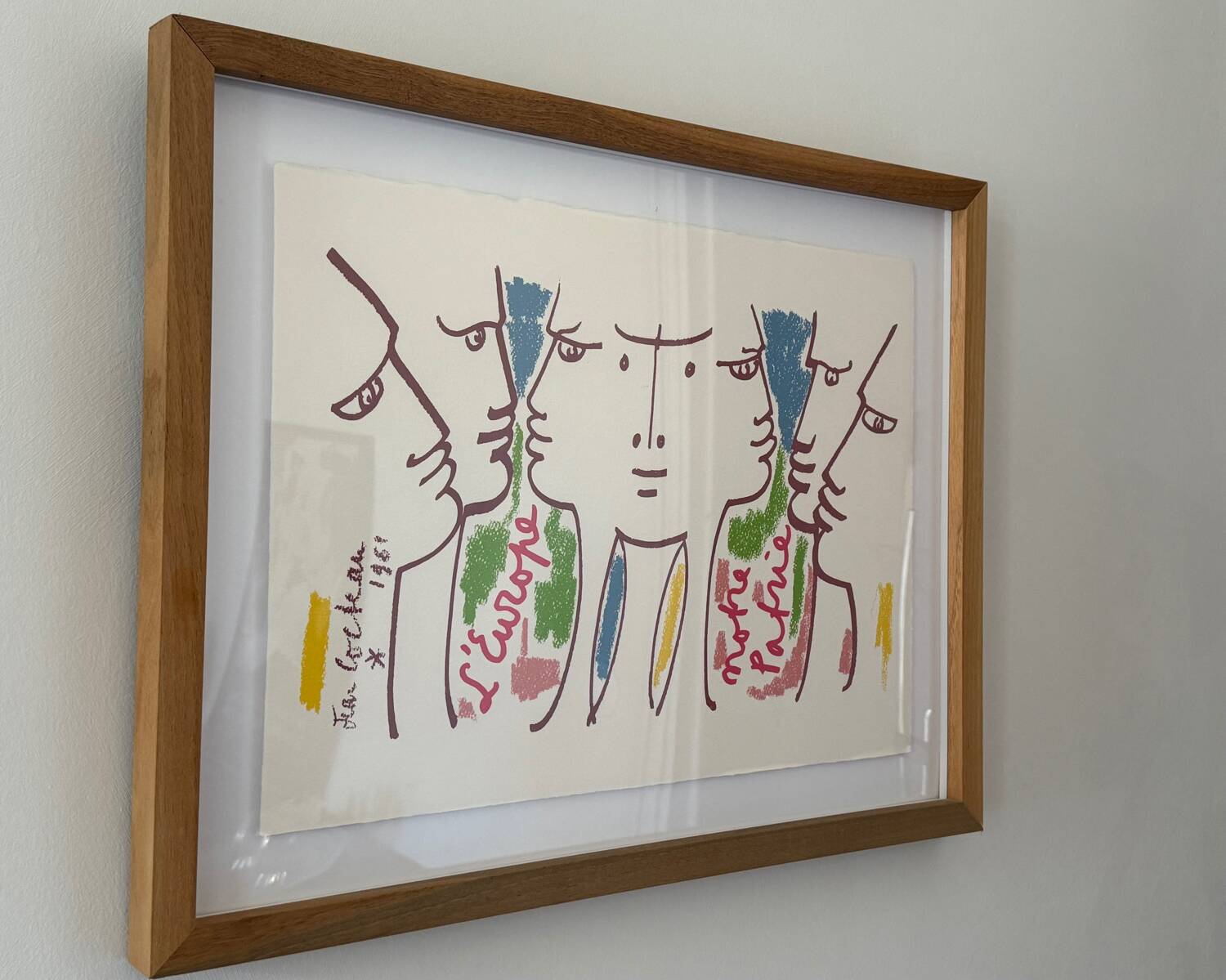 Lithographie signée et encadrée de Jean Cocteau « L’Europe notre patrie »