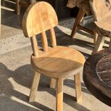 Small child's chair in natural blond teak back with three bars