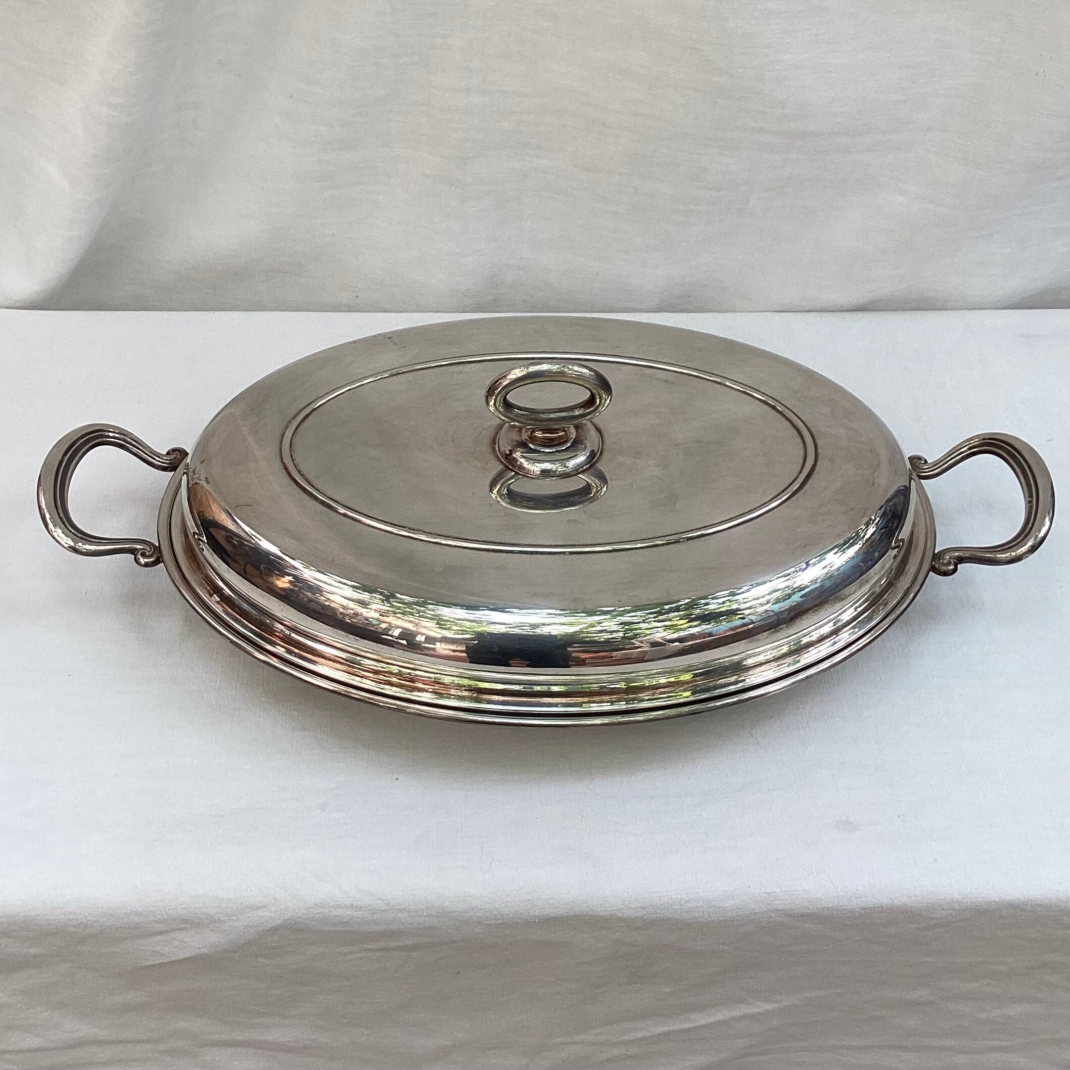 Silver metal covered dish signed Lancel dimension: height -14cm- width -48cm-