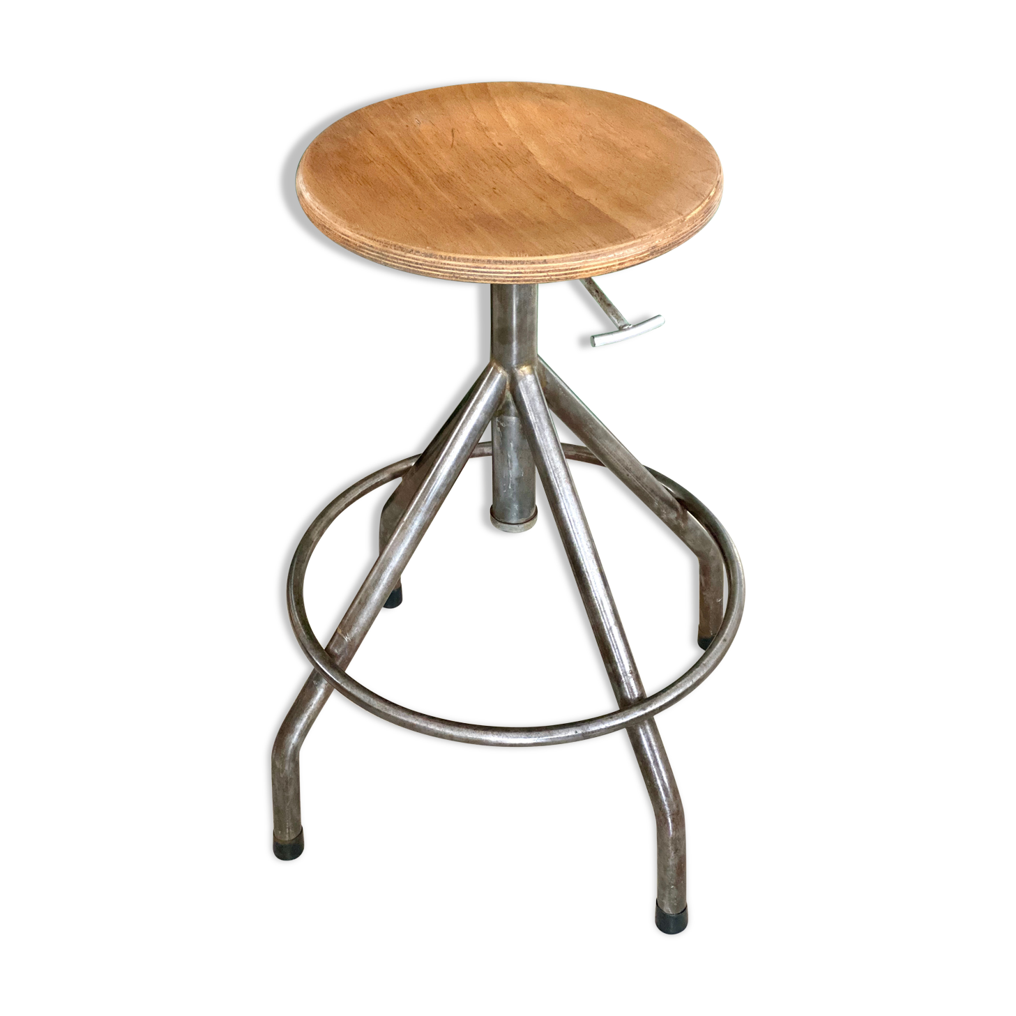 Metal and wood adjustable workshop stool
