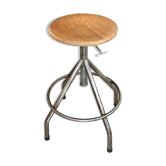 Tabouret d’atelier réglable métal et bois