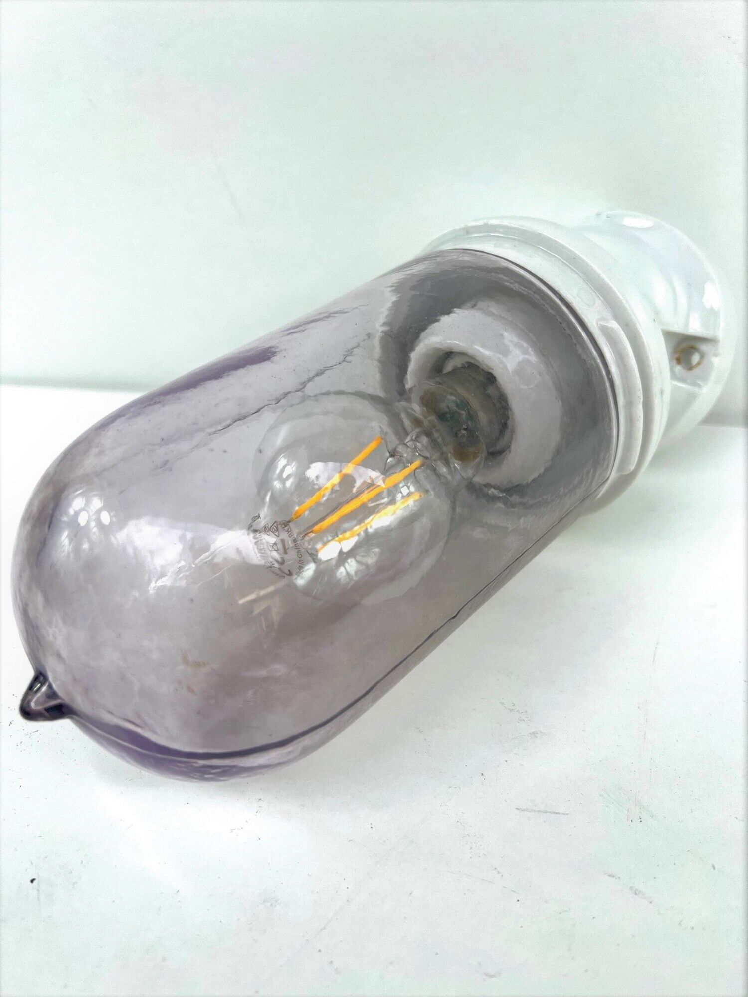 Applique sdb 1930 porcelaine verre profondeur 28 cm