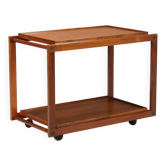 Vintage teak double-tiered serving trolley, Italian design, 1960s.