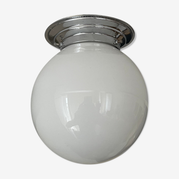 Ceiling lamp/wall lamp vintage chrome and opaline, art deco
