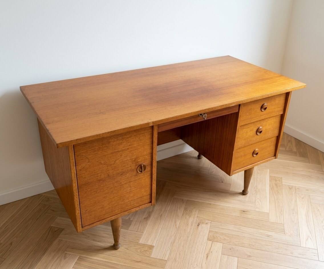 Bureau bois vintage TBE années 60s 70s , TBE, scandinave, déco rétro bohème