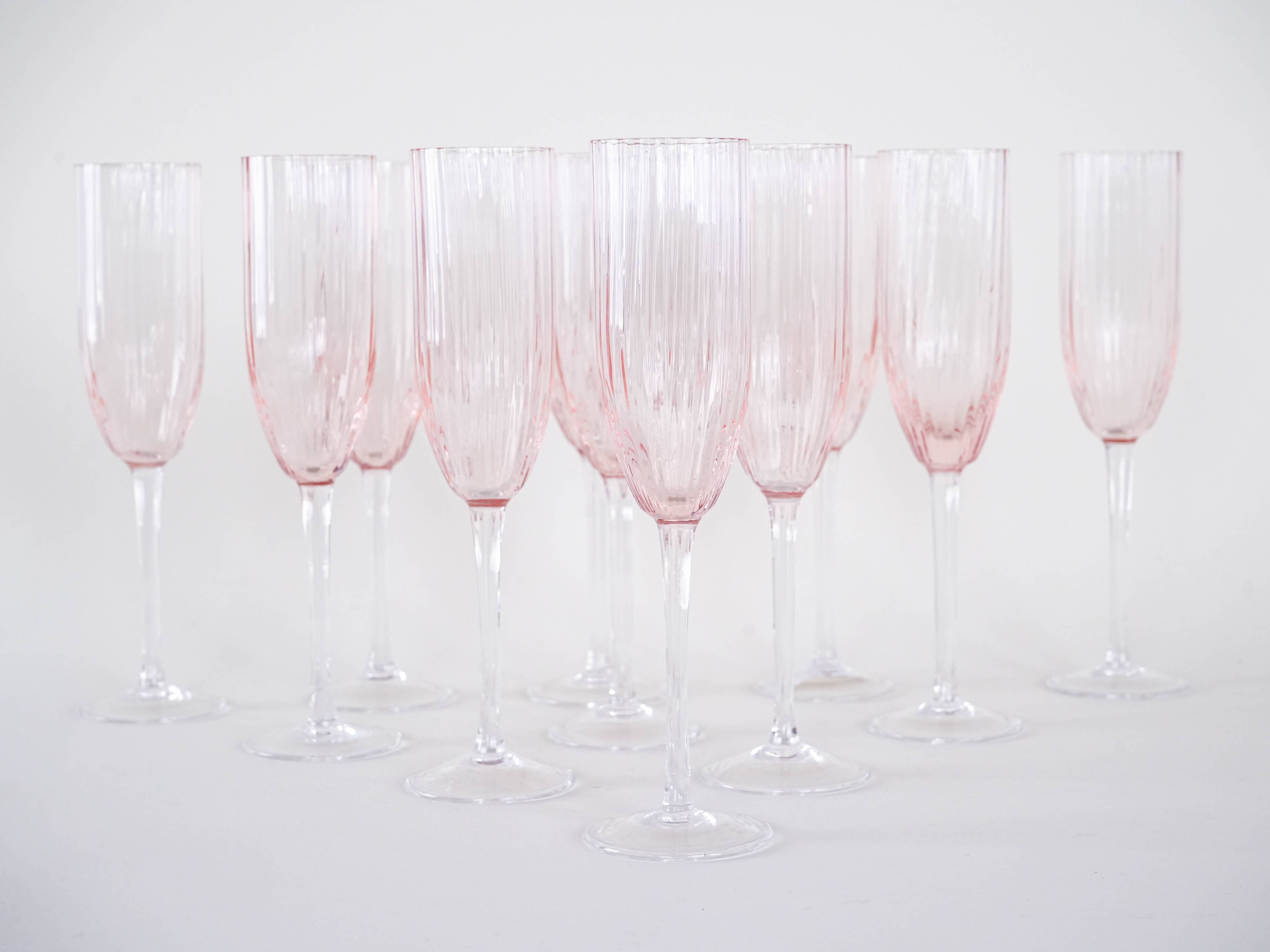 Set of Prosecco glasses, French design, 1970s, made in France
