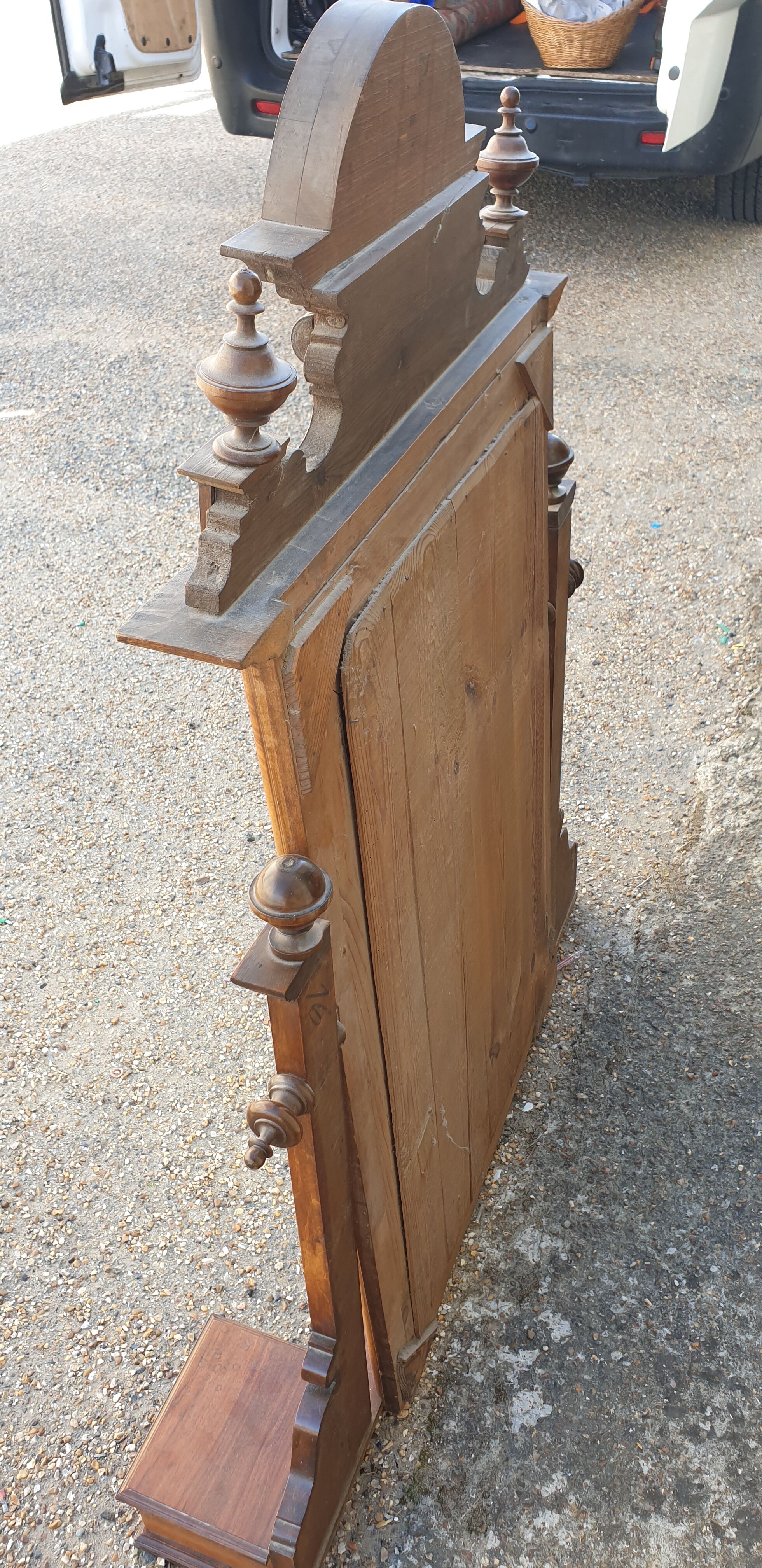 Neo classical baroque psyche mirror solid walnut