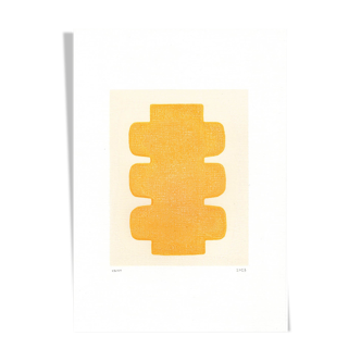 Affiche d'art - Peinture abstraite Nux  jaune orangé - signée Eawy