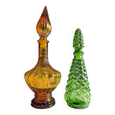 Pair of vintage Empoli style carafes from the 70s.