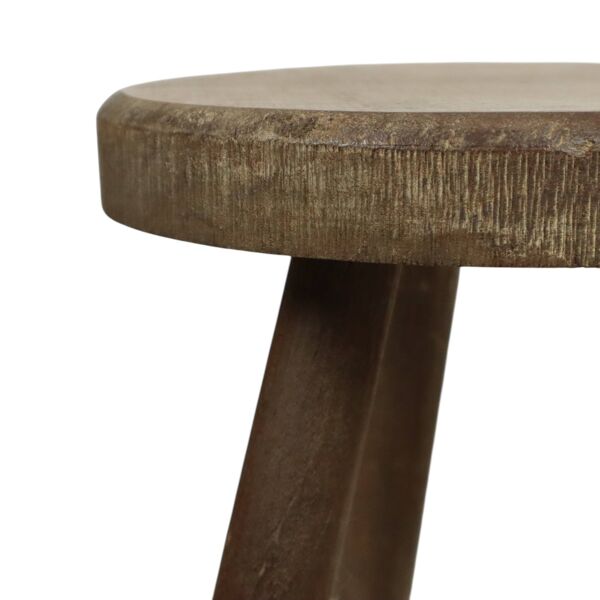 Tabouret tripode rustique ancien, tabouret à lait, style brutaliste