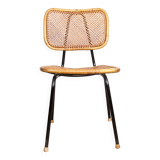 Vintage rattan and metal chair by Dirk Van Sliedrecht for Rohé Noordwolde 1950.