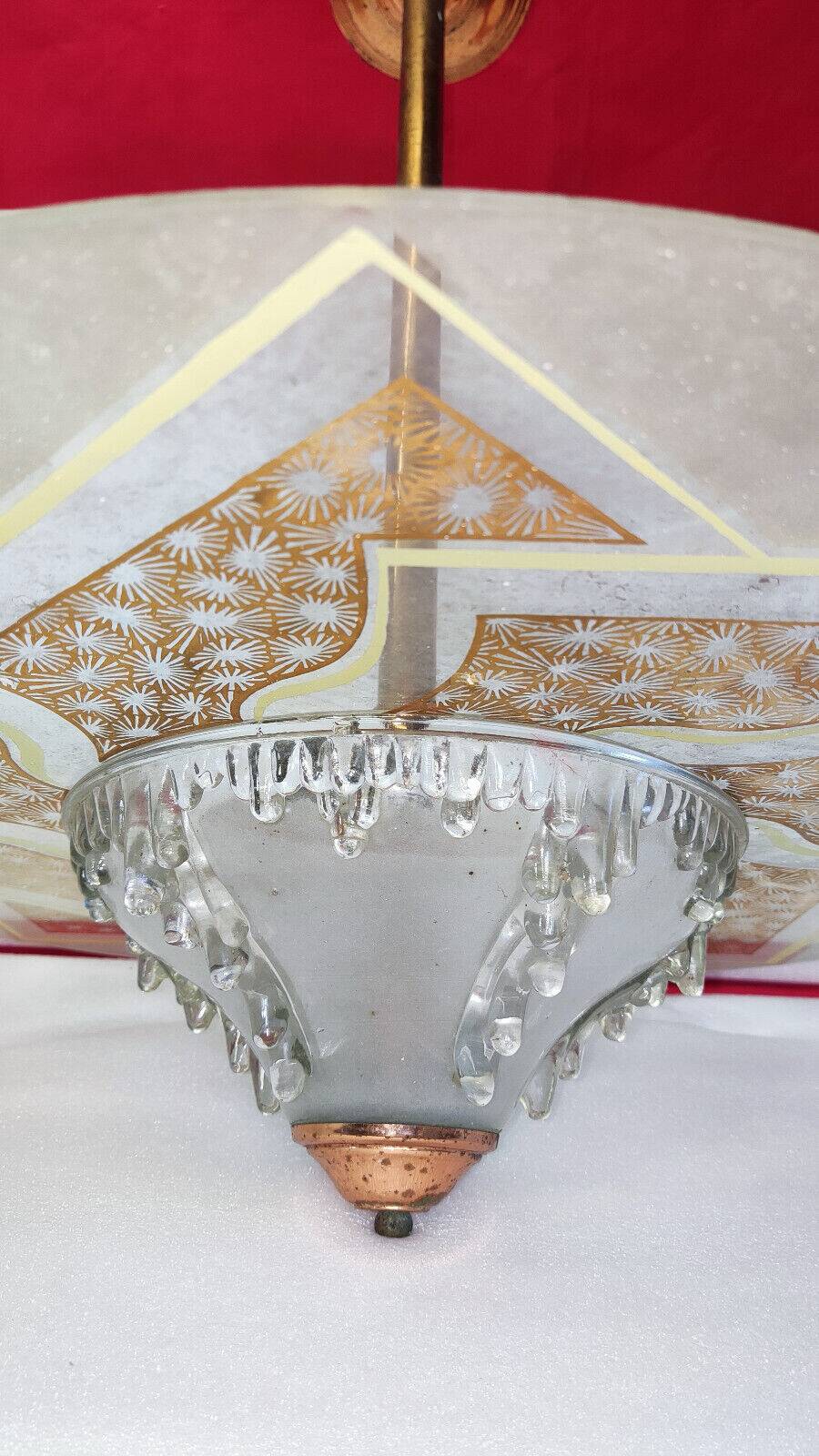 Art Deco Ceiling Chandelier, Saturn