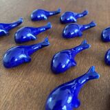 set of 6 vintage ceramic knife rests - blue whale shape