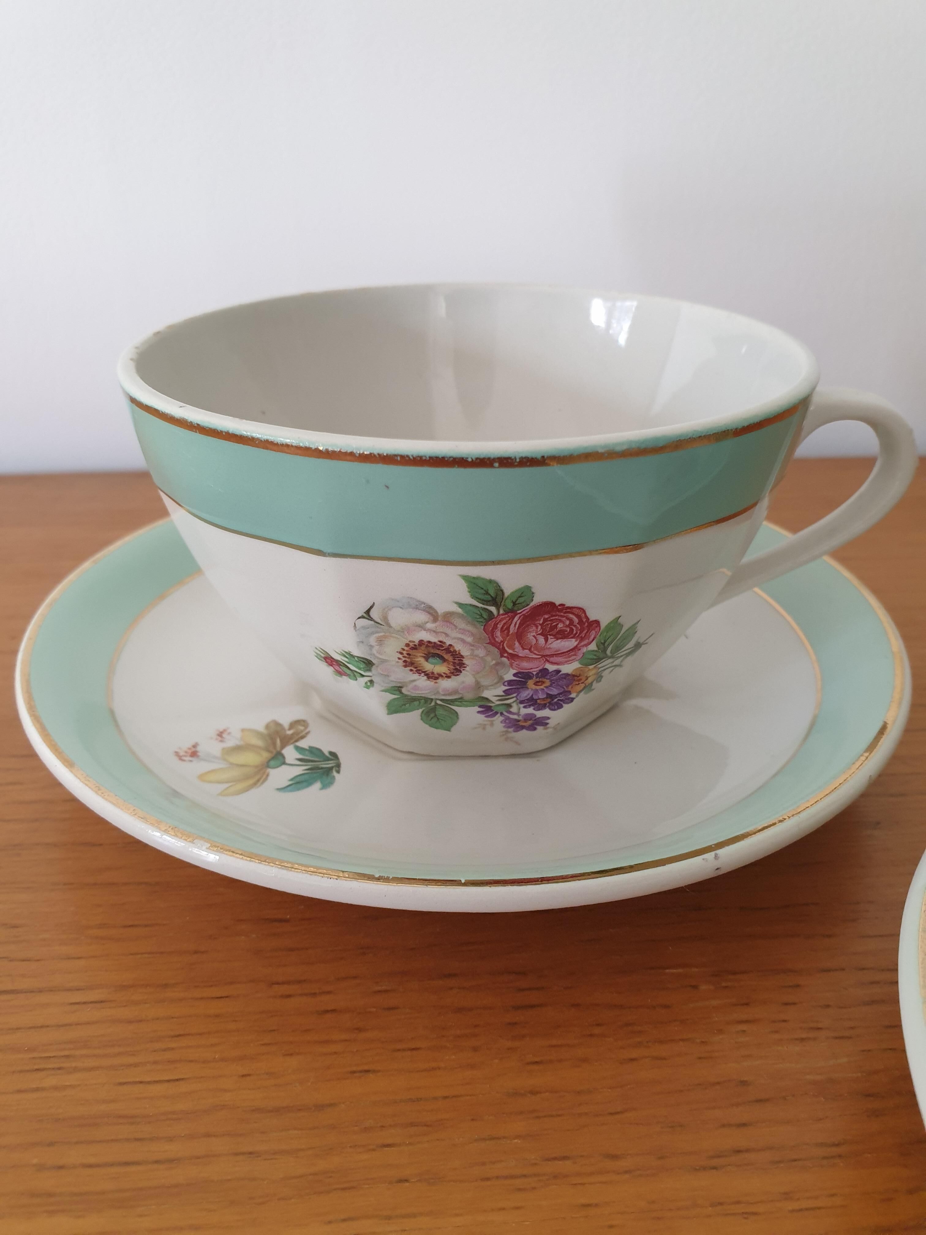 Pair of ceramic cups Badonviller French manufacture