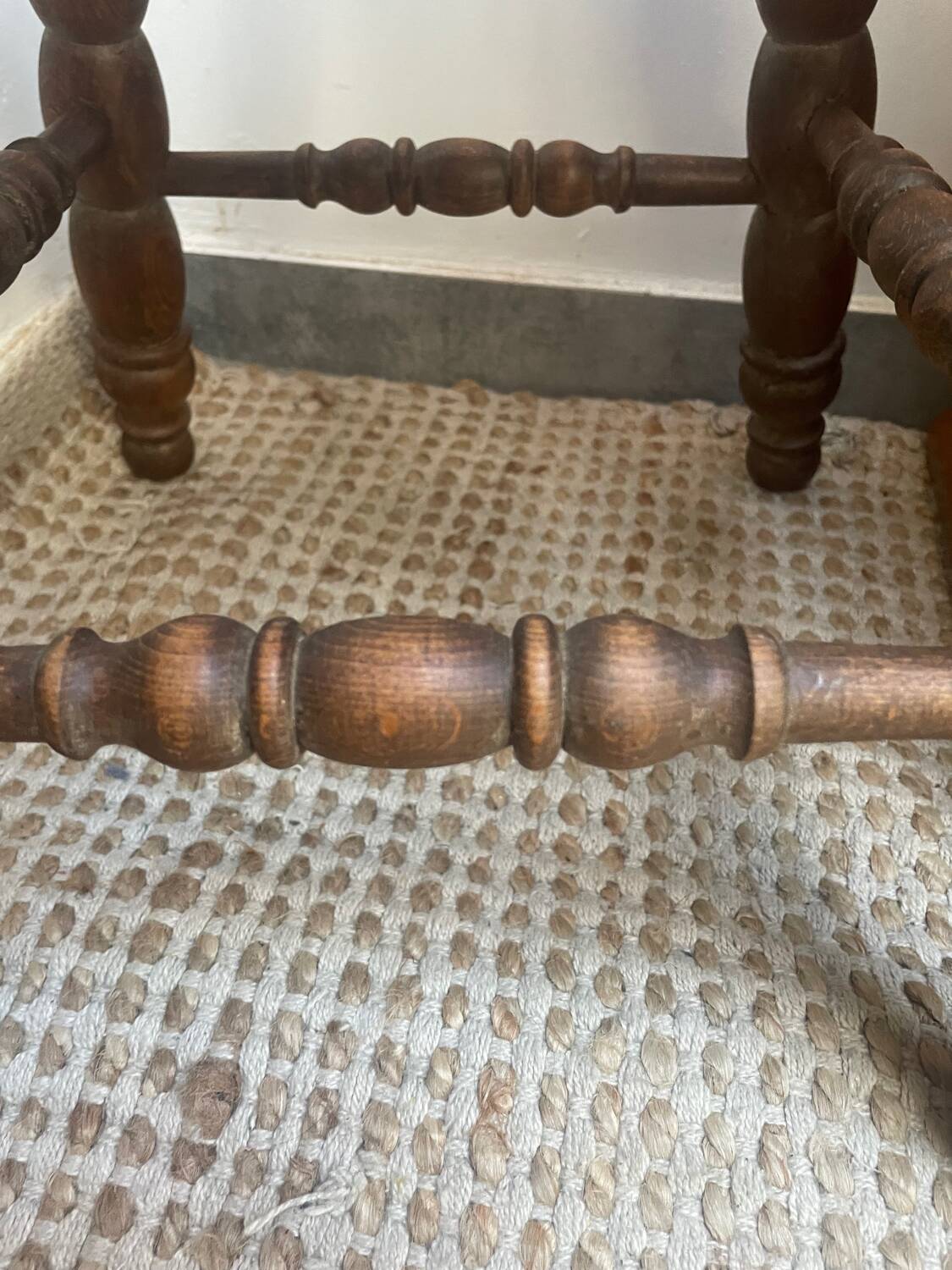 Turned wood tripod stool