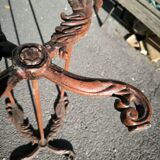 Cast iron and marble swan neck coffee table