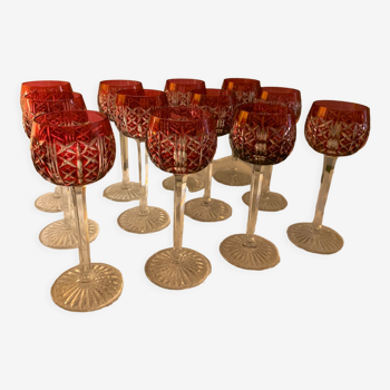 12 stemmed glasses cristal saint louis stamped -rhine wine glass -height 19 cm diameter 6.5 cm