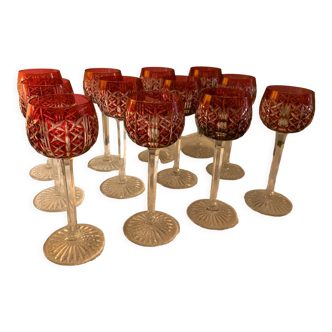 12 stemmed glasses cristal saint louis stamped -rhine wine glass -height 19 cm diameter 6.5 cm