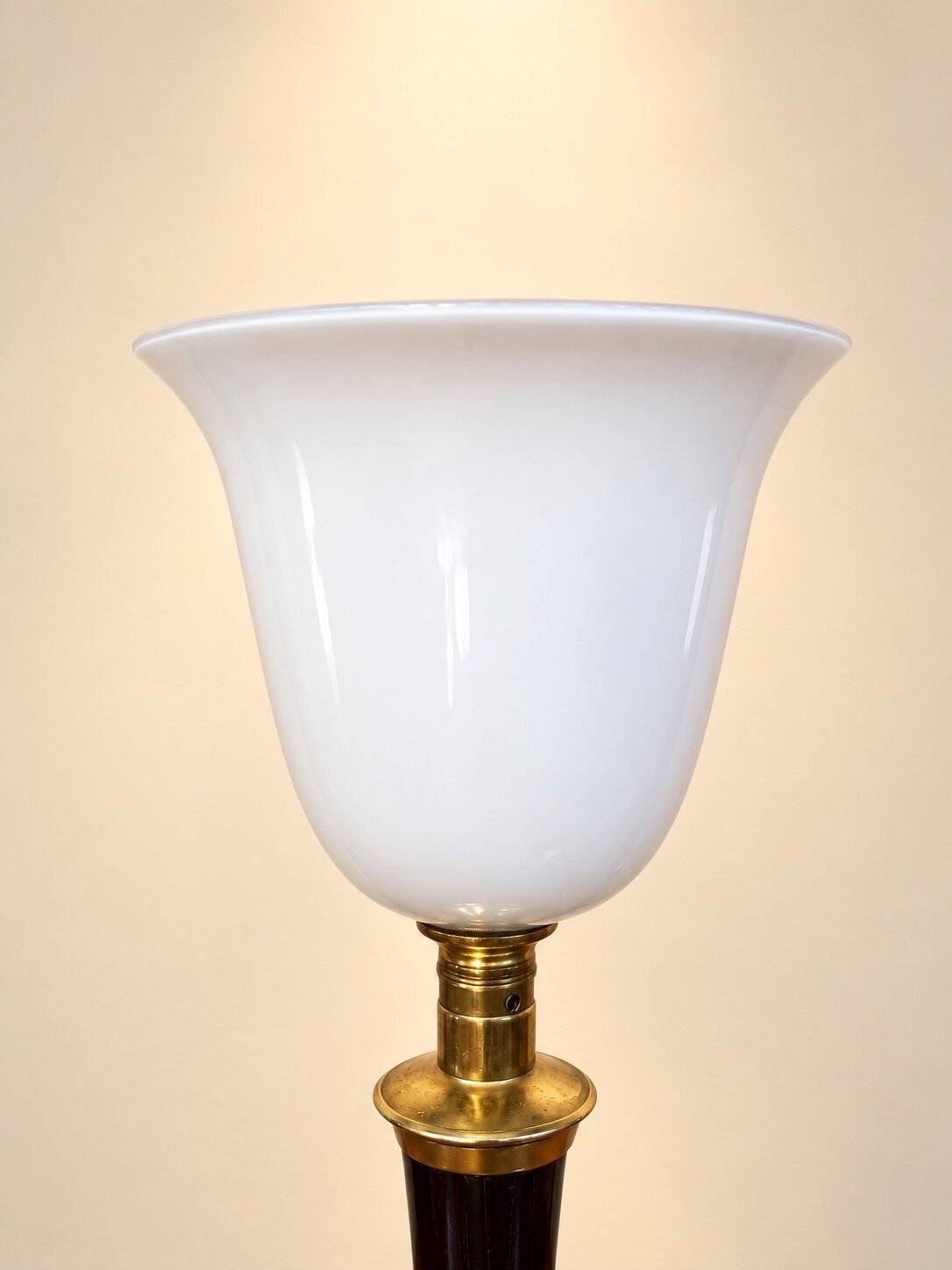 Art Deco table lamp "Mazda" – Faux wood & brass – 1930s