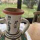 Pair of amphora vase, vintage artisanal and oriental pottery