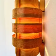Wall sconces in pine veneer by Hans-Agne Jakobsson for Ab Ellysett, Sweden, 1960s.