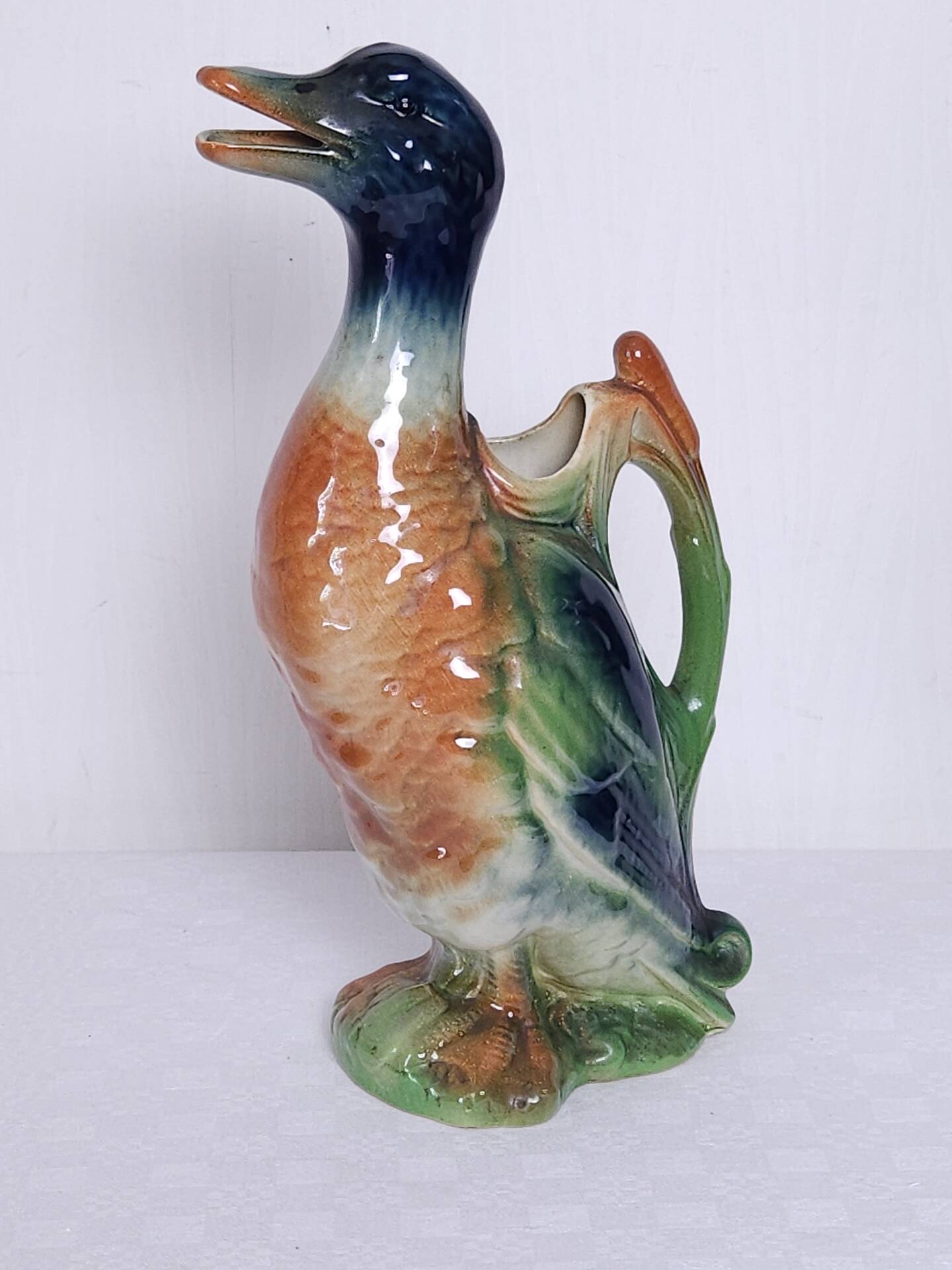 Vintage green-headed duck ceramic jug