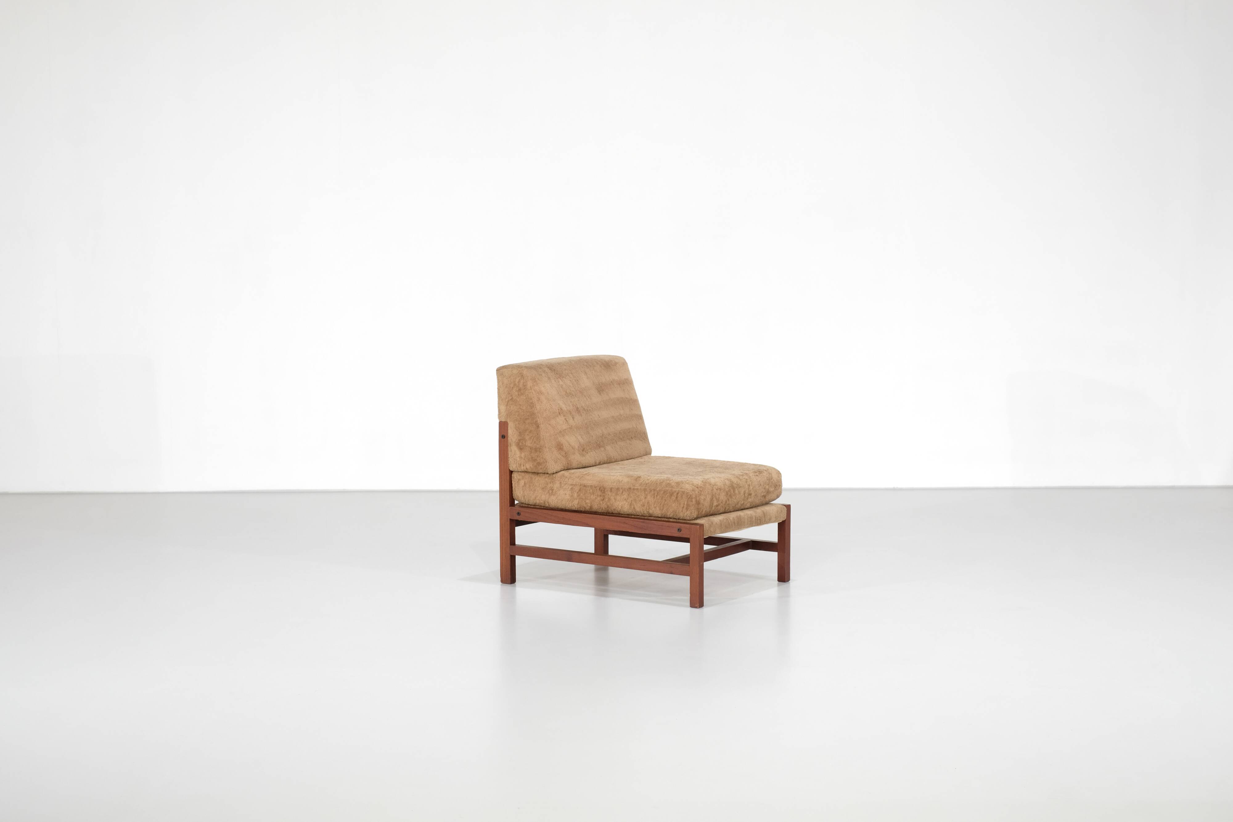 Wooden armchair covered in fabric, Italy, 1960s.