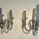 Pair of Murano crystal wall lights with 3 arms.