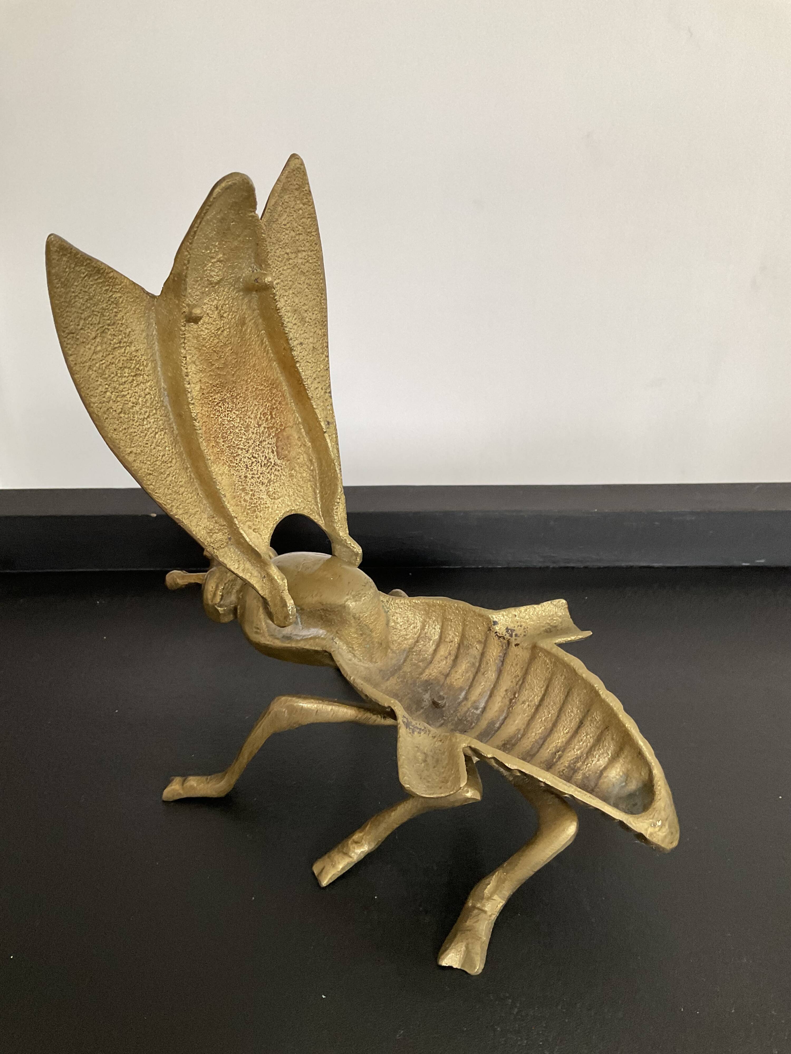 Vintage ashtray 70s bronze fly