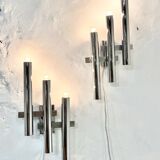 Pair of chrome wall lights by Gaetano Sciolari, 1970's